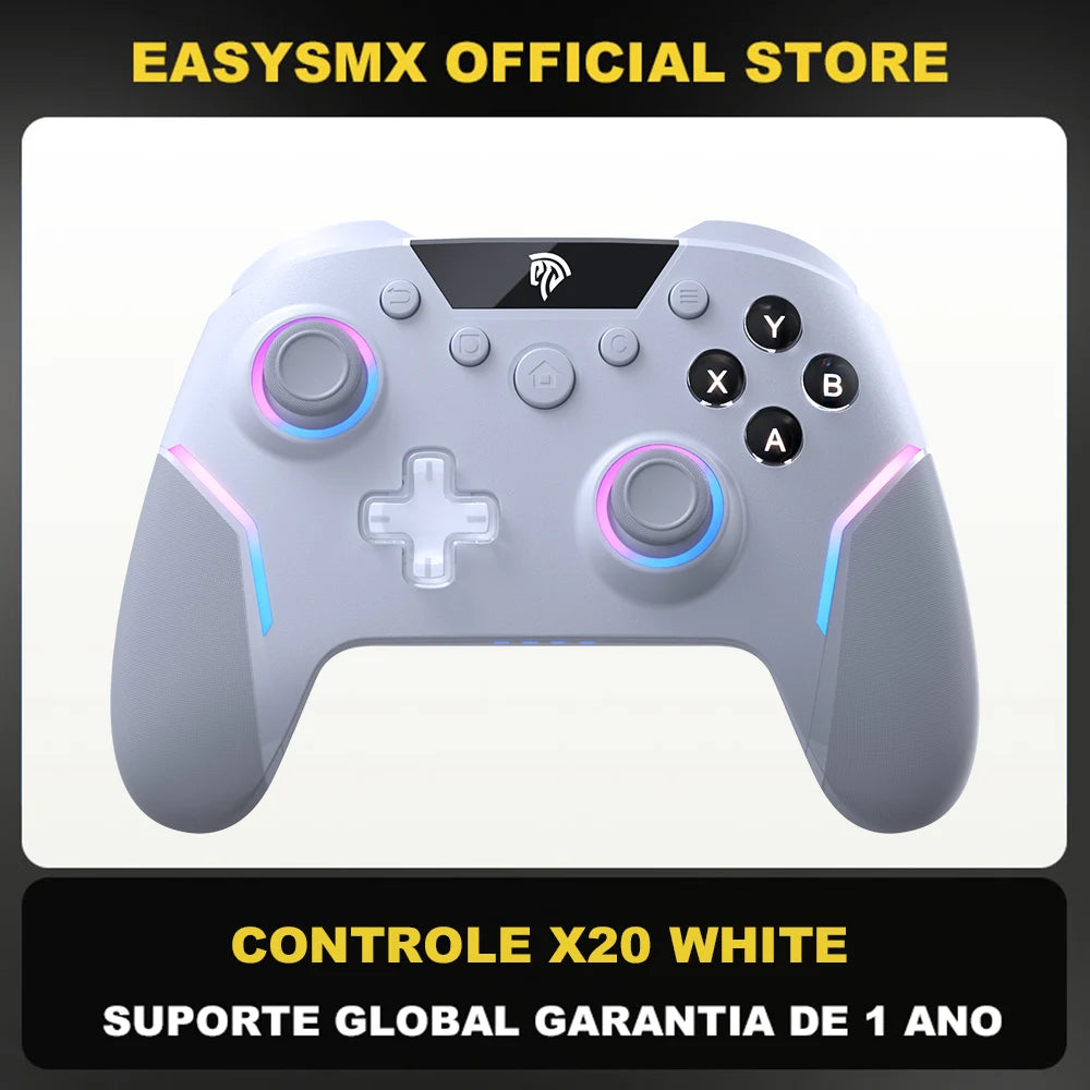 Manette sans fil EasySMX X20 – Compatible PC, Switch, TV, téléphone, laptop – Joysticks Hall, gâchettes micro, effets RGB