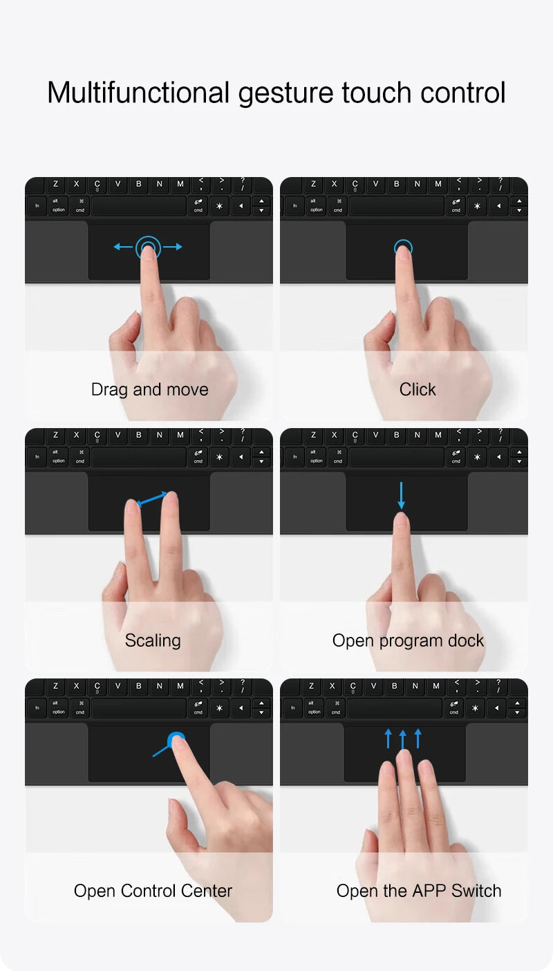 Clavier Bluetooth rétroéclairé pour iPad A16 11e / iPad 10e génération – housse magnétique intelligente 2025