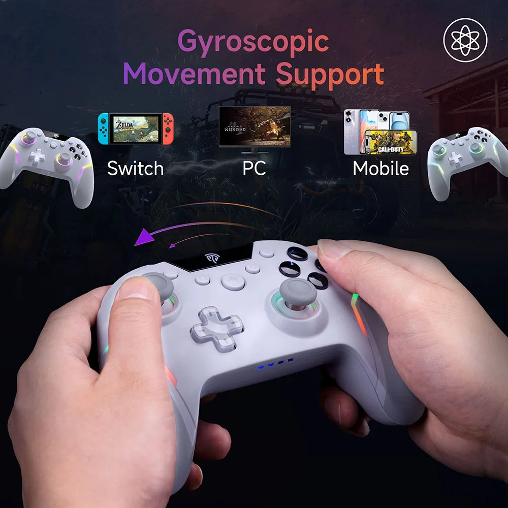 Manette sans fil EasySMX X20 – Compatible PC, Switch, TV, téléphone, laptop – Joysticks Hall, gâchettes micro, effets RGB