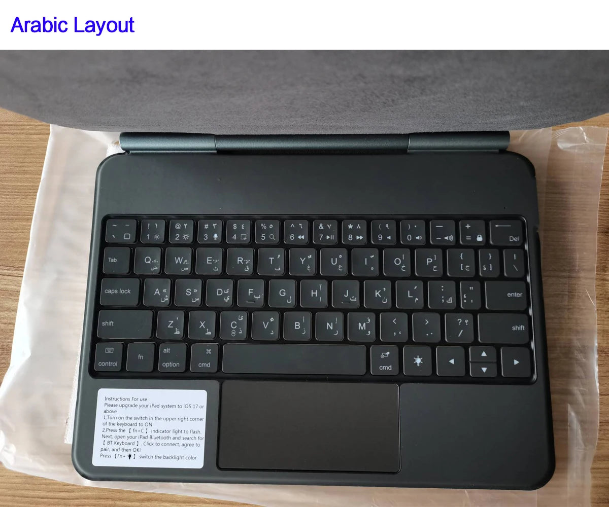 Clavier Bluetooth rétroéclairé pour iPad A16 11e / iPad 10e génération – housse magnétique intelligente 2025