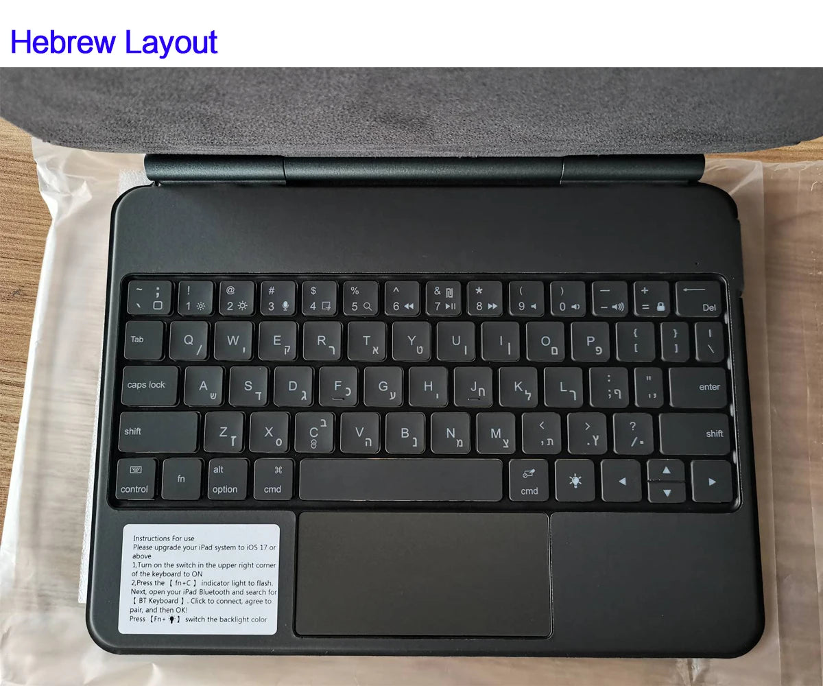 Clavier Bluetooth rétroéclairé pour iPad A16 11e / iPad 10e génération – housse magnétique intelligente 2025