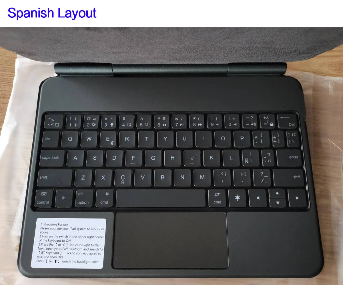 Clavier Bluetooth rétroéclairé pour iPad A16 11e / iPad 10e génération – housse magnétique intelligente 2025