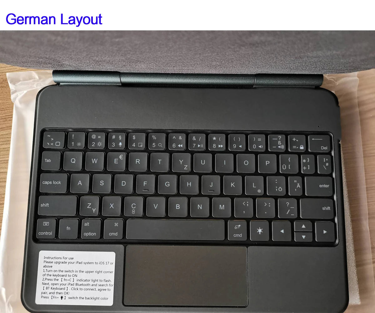 Clavier Bluetooth rétroéclairé pour iPad A16 11e / iPad 10e génération – housse magnétique intelligente 2025