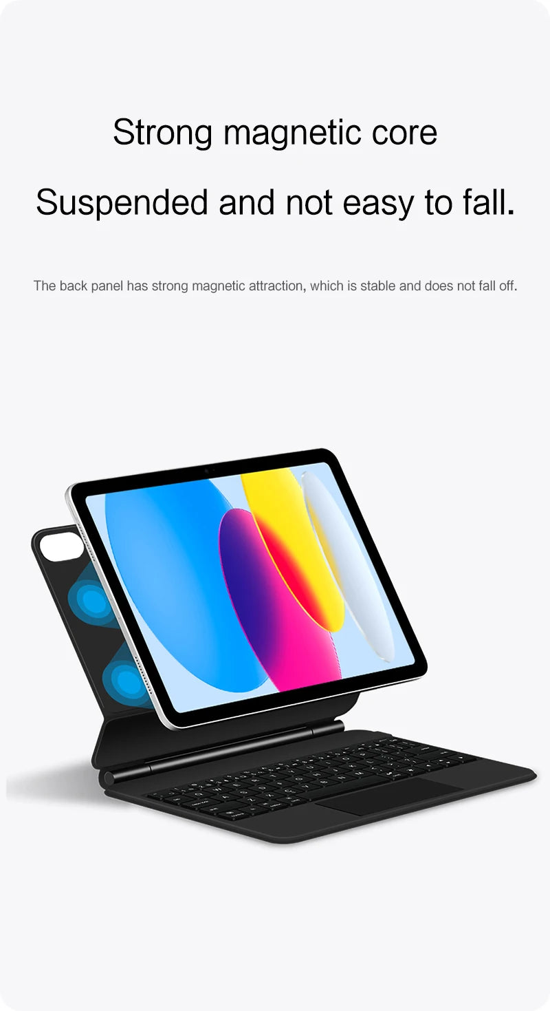 Clavier Bluetooth rétroéclairé pour iPad A16 11e / iPad 10e génération – housse magnétique intelligente 2025
