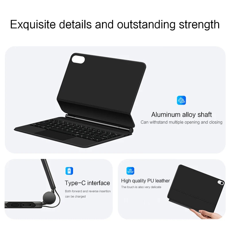 Clavier Bluetooth rétroéclairé pour iPad A16 11e / iPad 10e génération – housse magnétique intelligente 2025