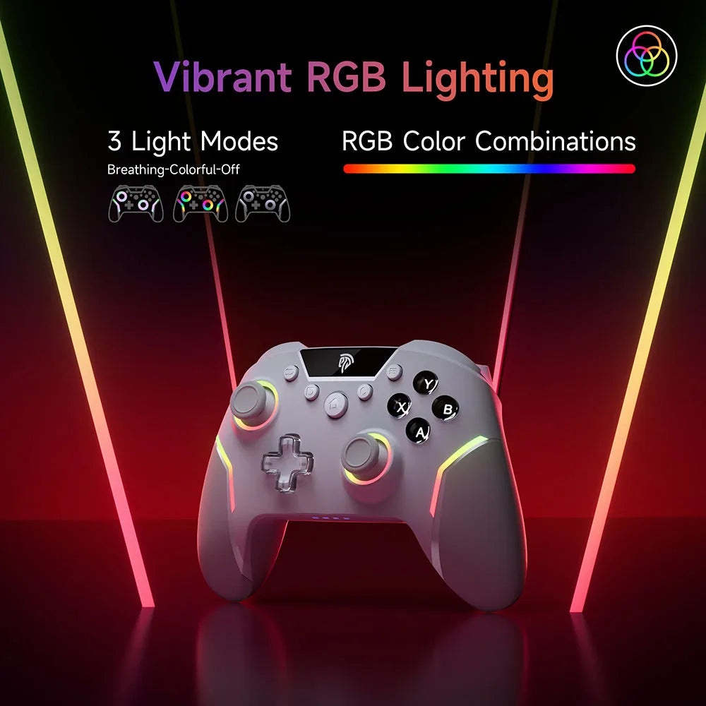 Manette sans fil EasySMX X20 – Compatible PC, Switch, TV, téléphone, laptop – Joysticks Hall, gâchettes micro, effets RGB