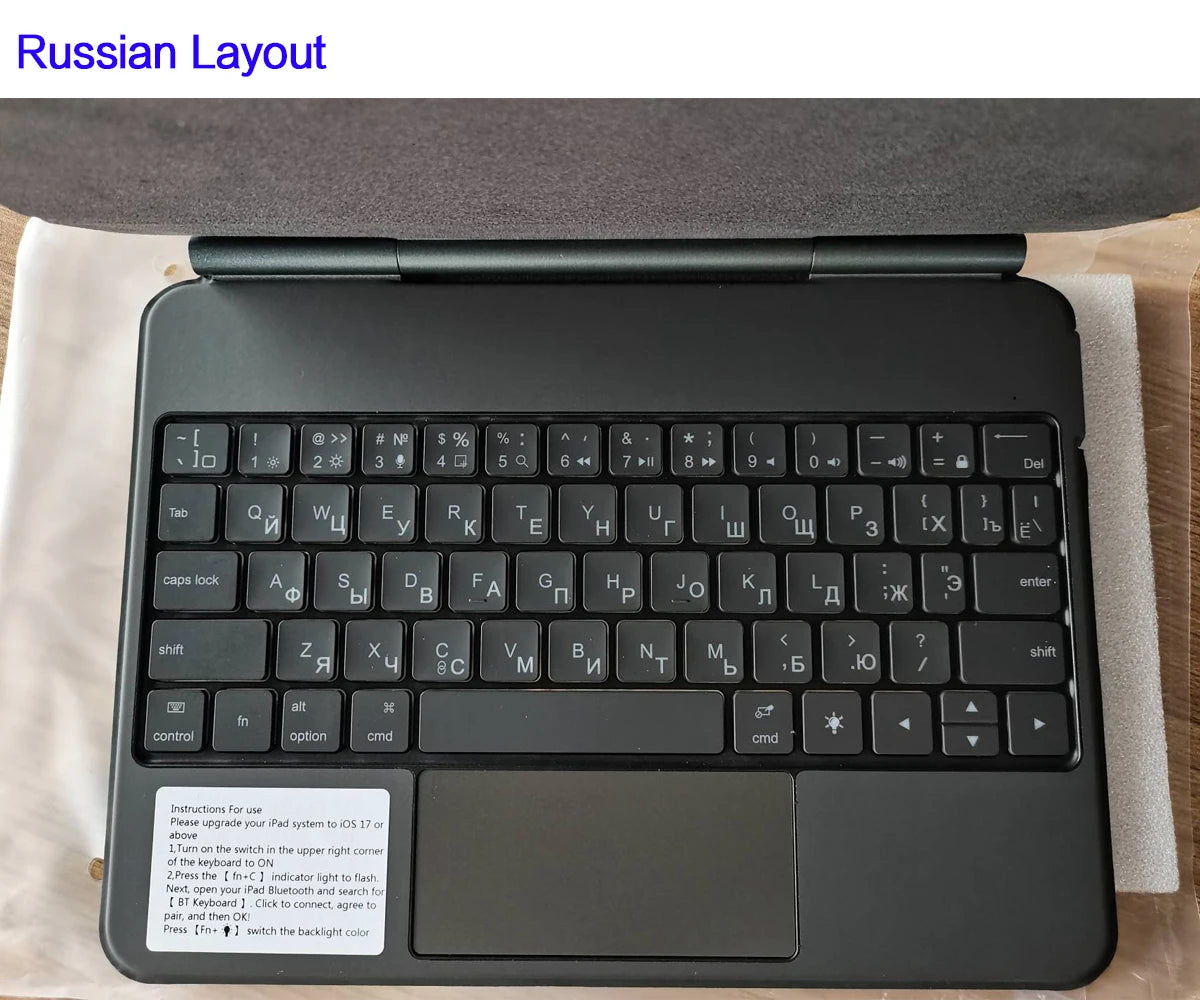 Clavier Bluetooth rétroéclairé pour iPad A16 11e / iPad 10e génération – housse magnétique intelligente 2025