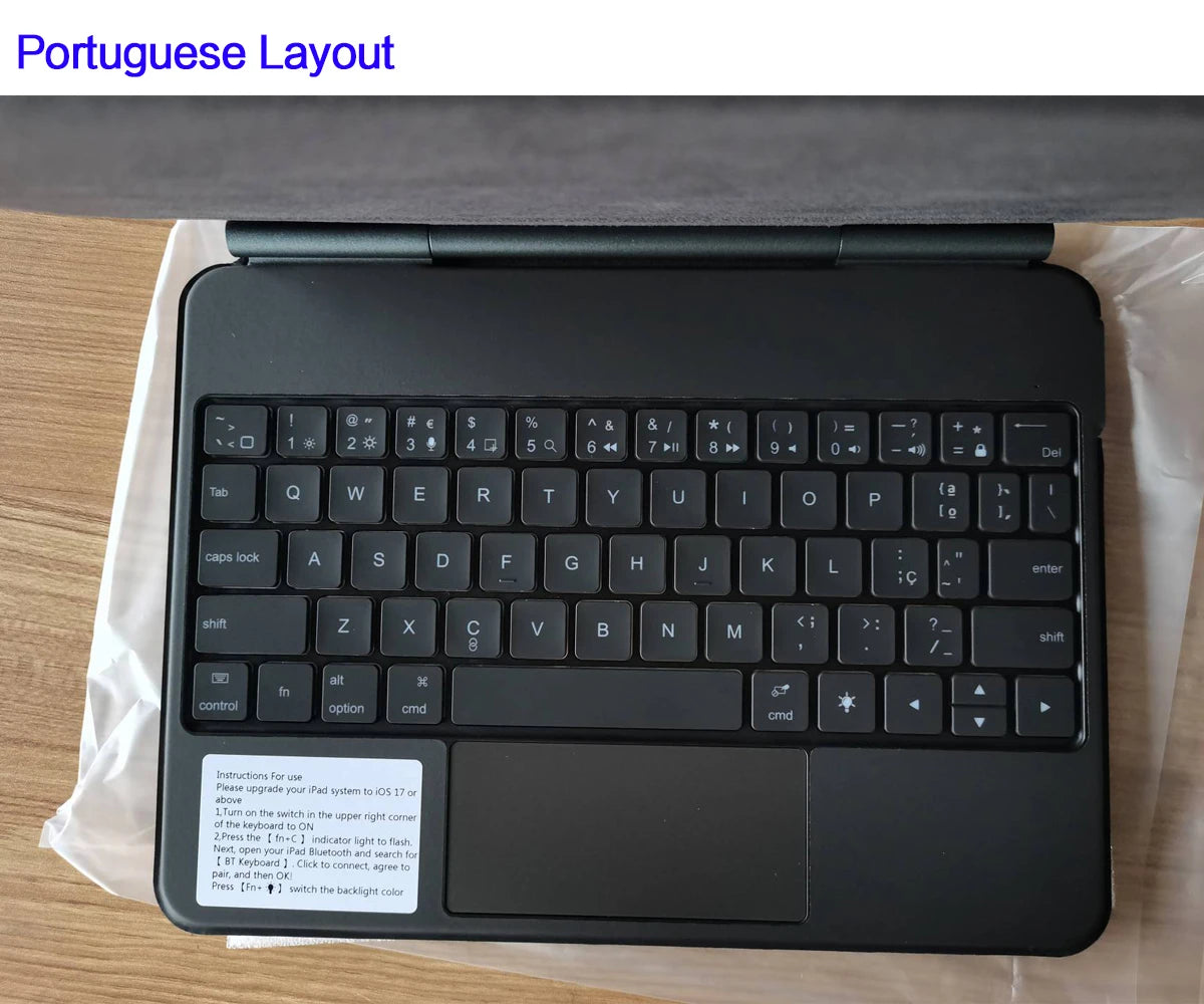 Clavier Bluetooth rétroéclairé pour iPad A16 11e / iPad 10e génération – housse magnétique intelligente 2025