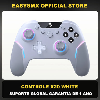 Manette sans fil EasySMX X20 – Compatible PC, Switch, TV, téléphone, laptop – Joysticks Hall, gâchettes micro, effets RGB