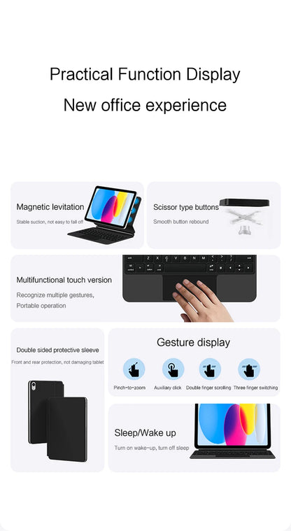 Clavier Bluetooth rétroéclairé pour iPad A16 11e / iPad 10e génération – housse magnétique intelligente 2025