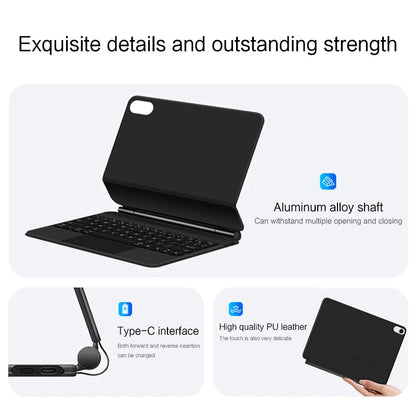 Clavier Bluetooth rétroéclairé pour iPad A16 11e / iPad 10e génération – housse magnétique intelligente 2025