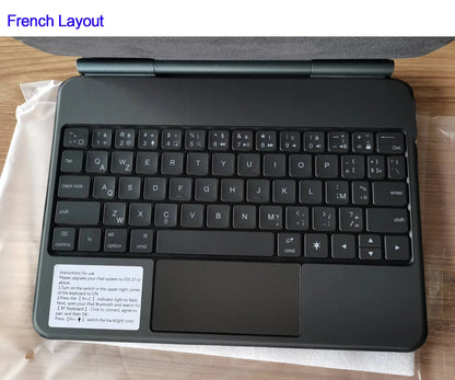 Clavier Bluetooth rétroéclairé pour iPad A16 11e / iPad 10e génération – housse magnétique intelligente 2025