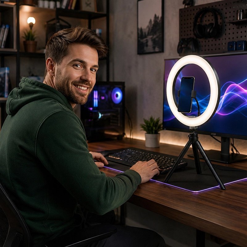 Anneau lumineux LED avec trépied téléphone | CreatorRing - Coin Numérique