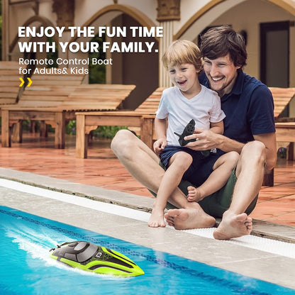 Bateau RC Haute Vitesse DEERC – 20 mph, 2 Batteries, Auto‑Redressement & LED - Coin Numérique