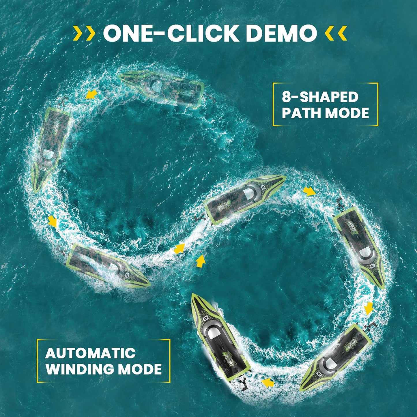 Bateau RC Haute Vitesse DEERC – 20 mph, 2 Batteries, Auto‑Redressement & LED - Coin Numérique