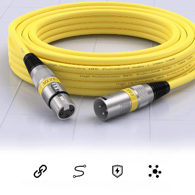Cable XLR Male Femelle - MicrophoneExtensionCable™ - Jaune - Coin Numérique