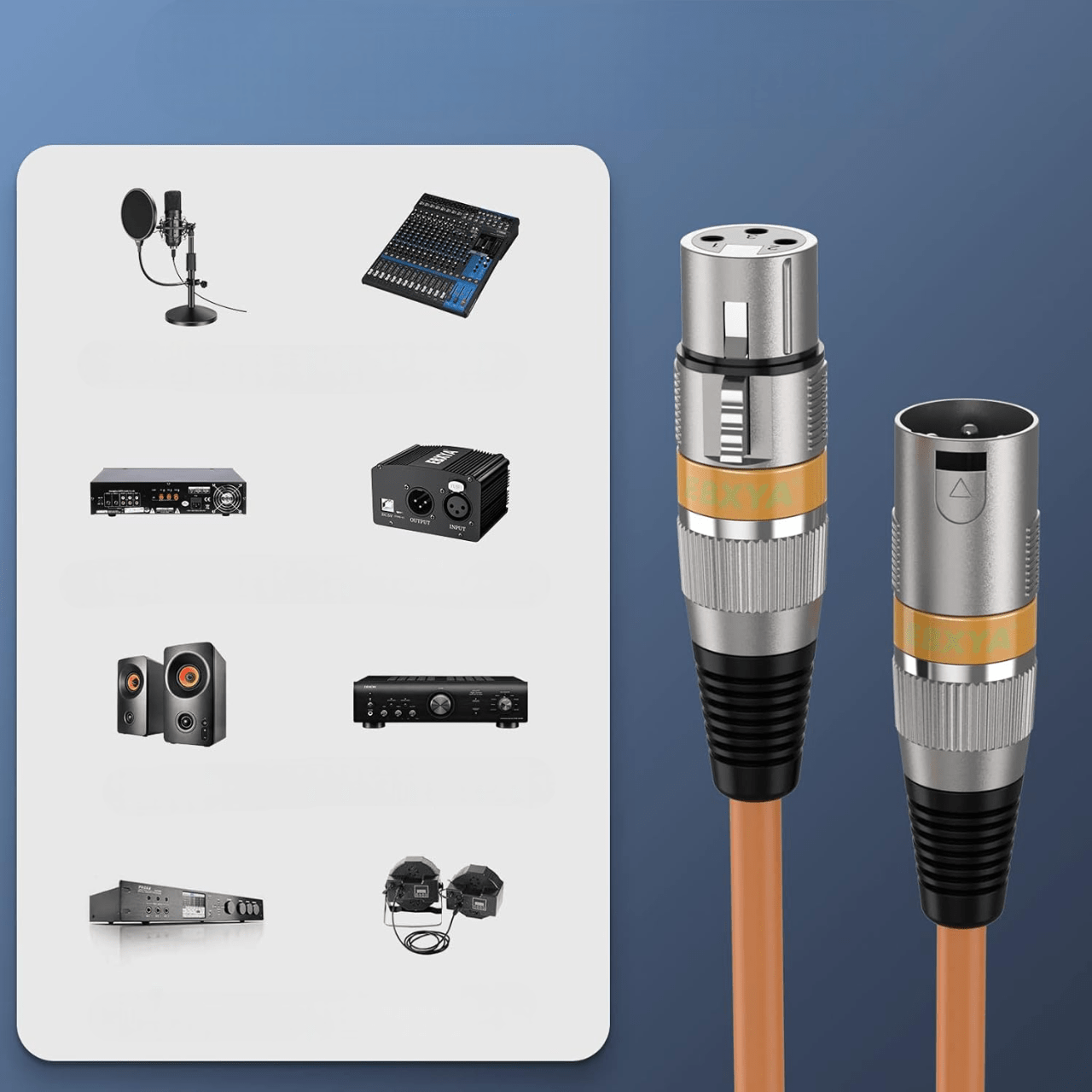 Cable XLR Male Femelle - MicrophoneExtensionCable™ - Orange - Coin Numérique