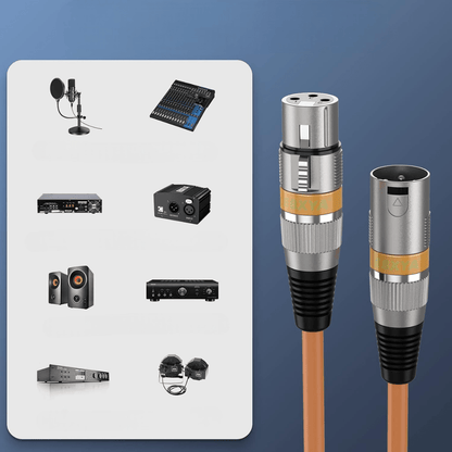Cable XLR Male Femelle - MicrophoneExtensionCable™ - Orange - Coin Numérique