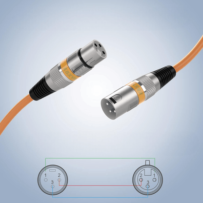 Cable XLR Male Femelle - MicrophoneExtensionCable™ - Orange - Coin Numérique