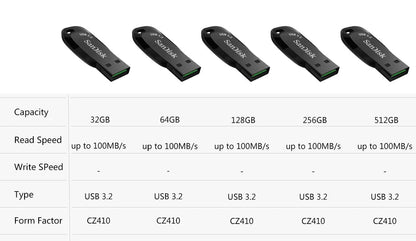 Clé USB Sandisk 3.2 – 32GB à 512GB, haute vitesse, mémoire flash pour PC, Mac, laptop - Coin Numérique