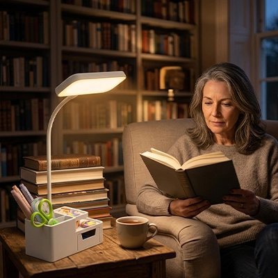 Lampe de bureau LED avec rangement | LumiDesk - Coin Numérique