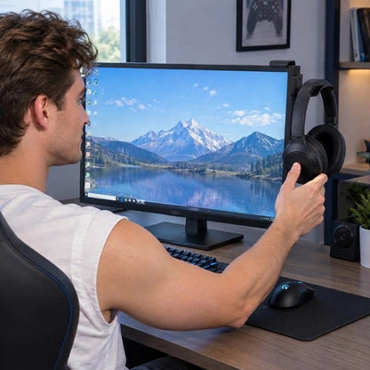 Support casque pliable sans perçage | DeskHook - Coin Numérique