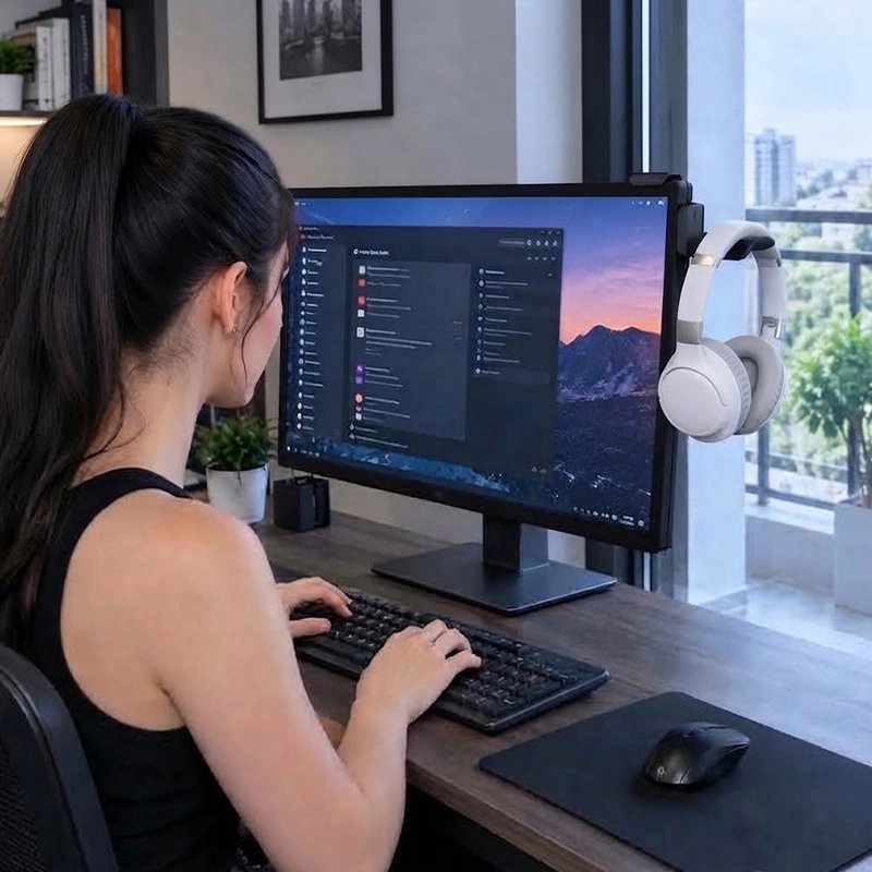 Support casque pliable sans perçage | DeskHook - Coin Numérique