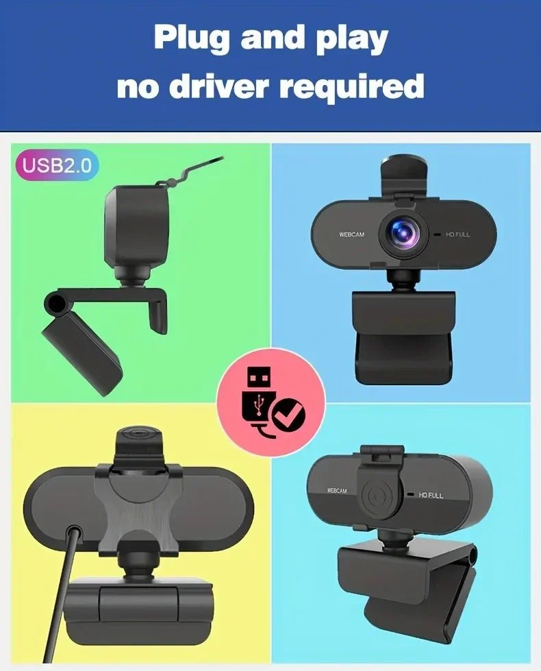 Webcam PC | 1080P Full HD avec support - Coin Numérique